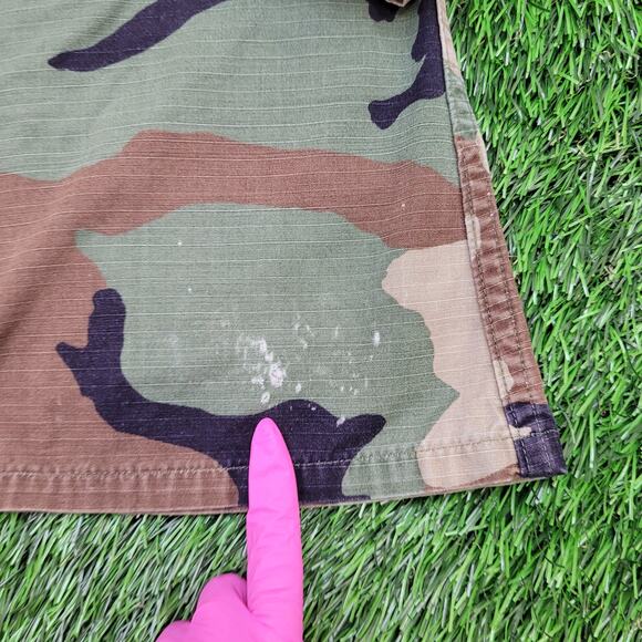 Vintage Woodland Camo Coat Jacket S/M 21x26 Blue Brown Black - Picture 11 of 16